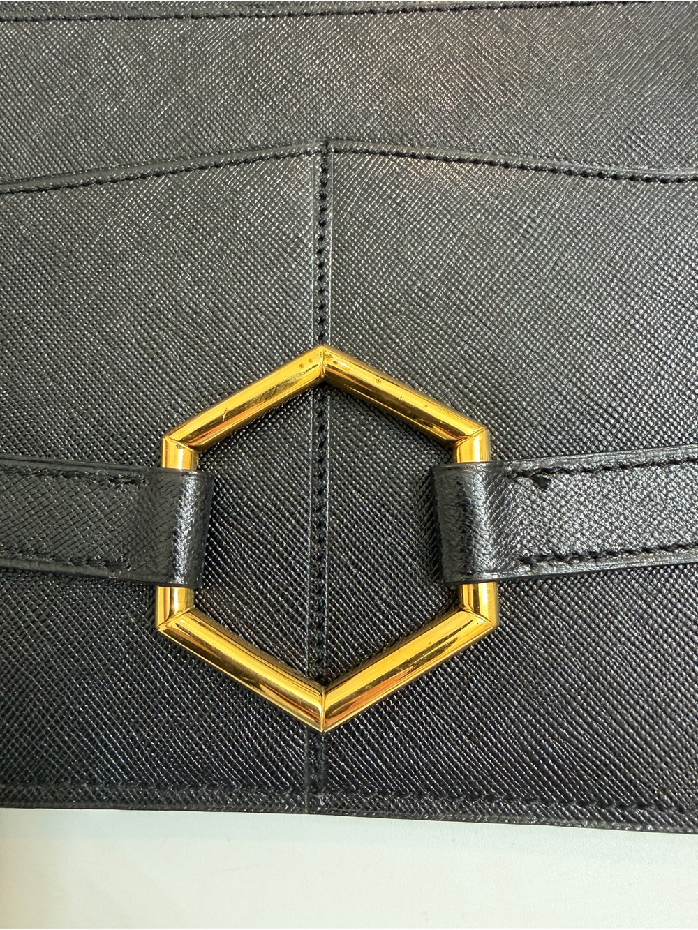Vintage Christian Dior Black Leather Hexagon Buckle Clutch Wallet Pairs - Picture 10 of 16
